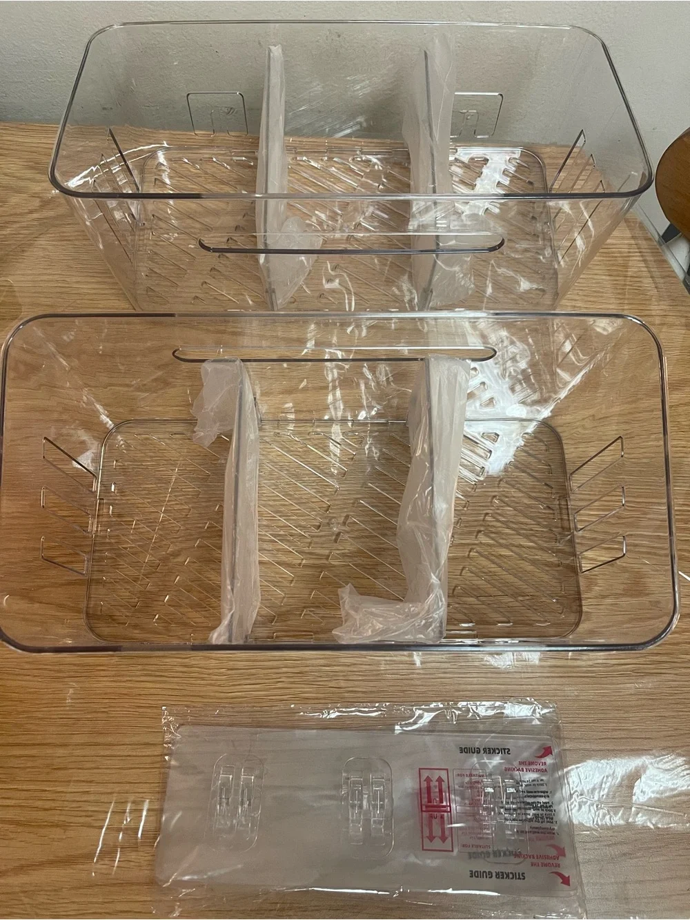 Clear Plastic Pantry Organizer Bin with Dividers - Transparent
